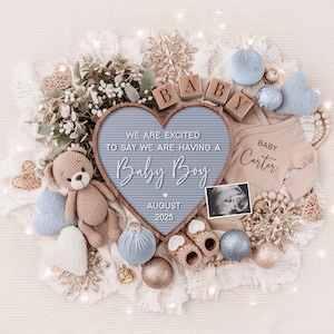 Faire-part de grossesse numérique pour bébé garçon, Faire-part de bébé fille, Révélation bébé, Révélation sur les réseaux sociaux, Révélation des fêtes