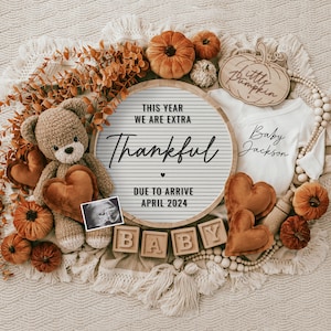 Thanksgiving Pregnancy Announcement Digital, Baby Announcement, Social Media Reveal