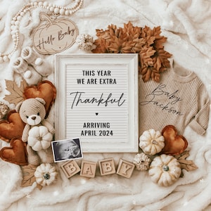Thanksgiving Pregnancy Announcement Digital, Baby Announcement, Social Media Reveal
