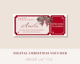 Editable Christmas Voucher Template, Surprise Trip Ticket, Printable Experience Gift, Christmas Gift Reveal, Holiday Voucher