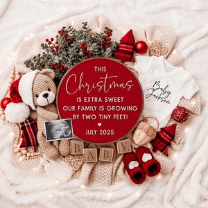 Annuncio di gravidanza a Natale digitale, Annuncio di una bambina, Rivelazione del bambino, Rivelazione sui social media, Rivelazione delle feste