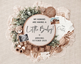 Dog Pregnancy Announcement: Boho Social Media Reveal (Digital Template)