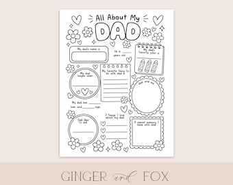All About My Dad Coloring Activity (Printable Digital Download) - Gift for Daddy