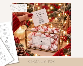 Printable Advent Calendar / 24 Positive Affirmation Cards / Gift in a jar or box (Instant Download)