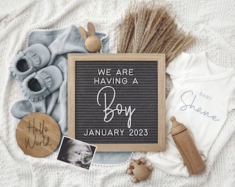 Boy Digital Pregnancy Announcement, Neutral, Social Media, Facebook, Instagram, Gender Reveal