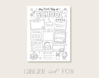 My first day of school Coloring Activity (Printable Digital Download)