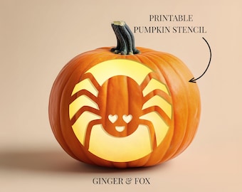 Cute Spider Pumpkin Carving Stencil, Easy Halloween Design (Digital Download)