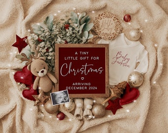 Christmas Pregnancy Announcement Digital, Baby Announcement, Editable Template, Social Media Reveal, Instagram, Facebook