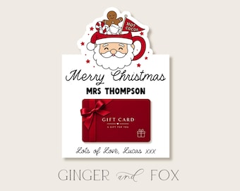 Christmas Santa Hot Chocolate Teacher Gift Card Template - School Gift