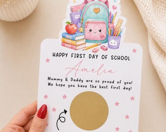 First Day of School Scratch Card - After School Treat Surprise - Pink Girl