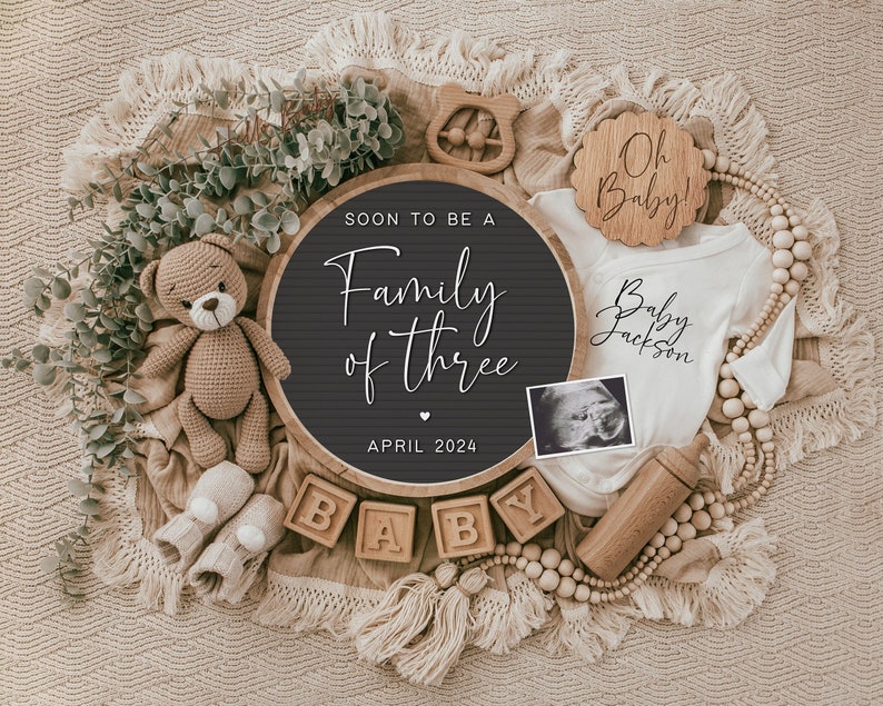 Pregnancy Announcement Digital, Baby Announcement, Editable Template, Social Media Reveal, Instagram, Facebook image 1