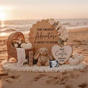 Beach Pregnancy Announcement: Editable Social Media Baby Reveal (Digital Download)