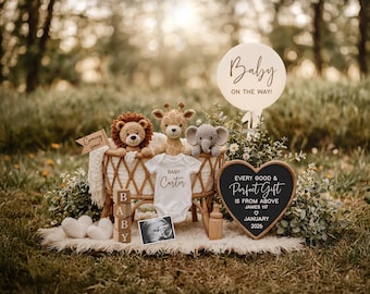 Christliche Safari-Schwangerschaftsankündigung: Bearbeitbare Social-Media-Vorlage (digitaler Download))