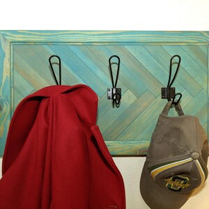Unique Turquoise Herringbone Coat Rack With Hooks – 24.5