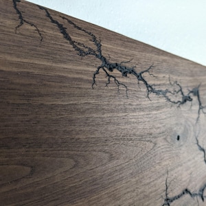 Walnut Wall Art with Lichtenberg Pattern | 24&quot; x 7&quot; Fractal Burn Decor | Finished with Natural Dutch Oil