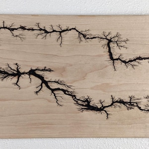 Maple Wall Art with Lichtenberg Pattern | 24" x 7" Fractal Burn Decor | Finished with Natural Dutch Oil