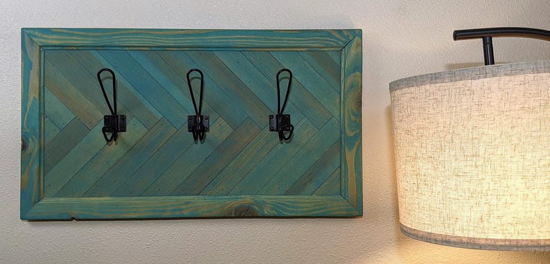 Unique Turquoise Herringbone Coat Rack With Hooks – 24.5