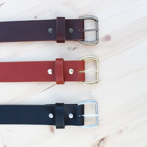 Mens Leather Belt with Solid Brass Buckle Made in England