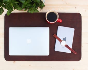 Full Grain Brown Leather Desk Pad: Handmade Table Mat