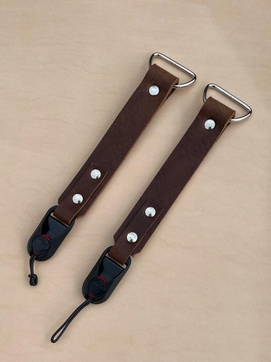 Dual leather camera strap with Peak Design anchor: Accessories