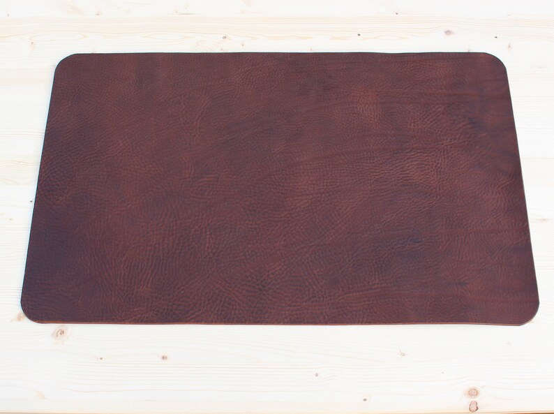 Full Grain Brown Leather Desk Pad Large Leather Table Mat Etsy