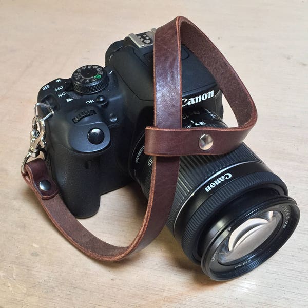 Adjustable Handmade Leather Camera Wrist Strap, Thin Leather Camera Strap, Thin Leather Camera Wrist Strap