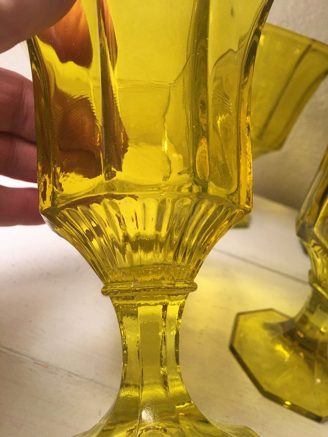 Set of 5 Yellow Uranium glass goblets Etsy