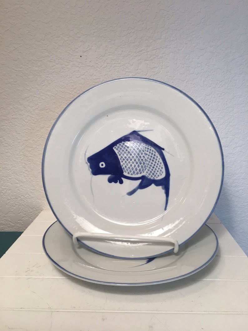 Set of 2 Koi fish dinner plates made in China