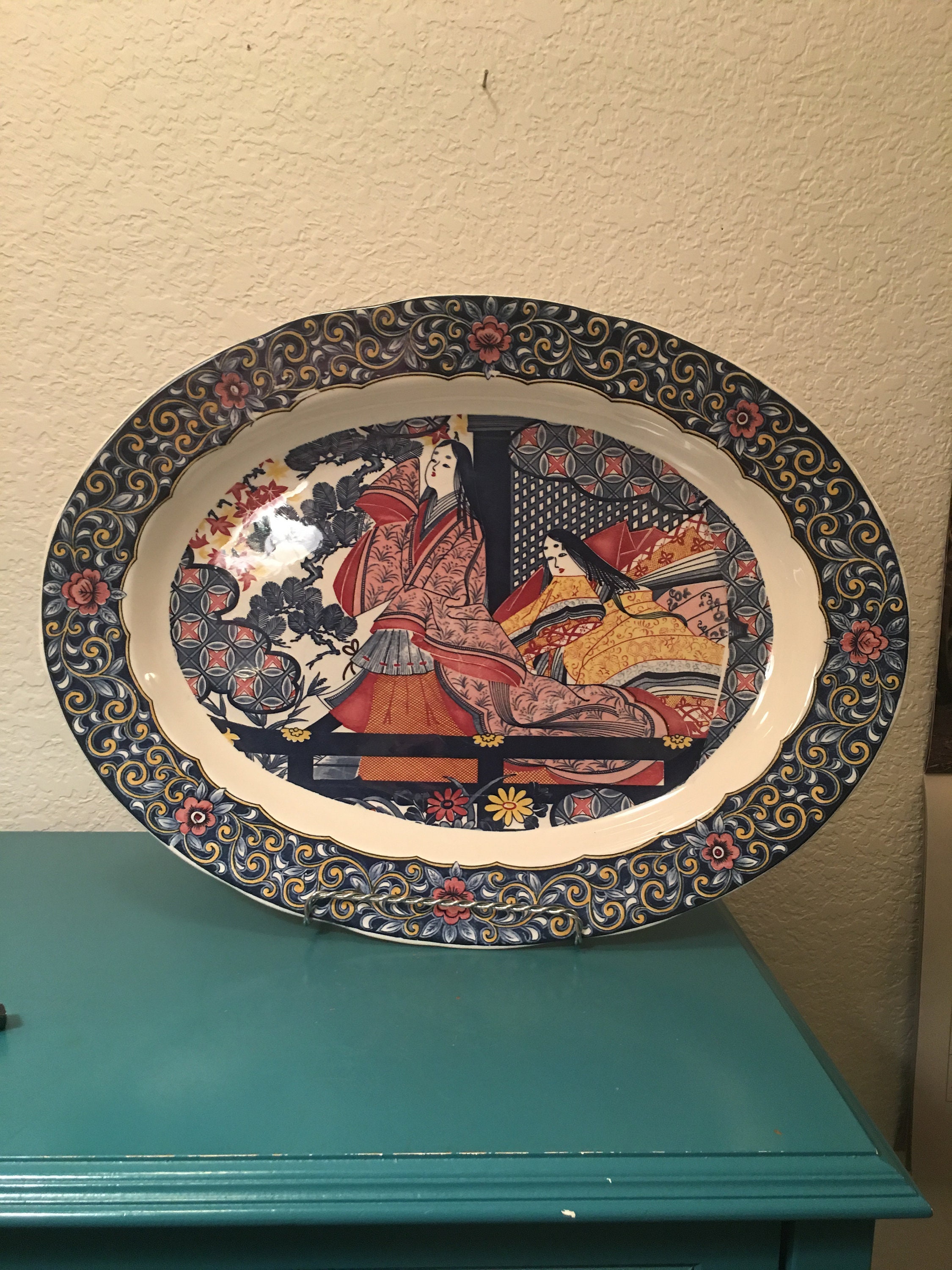 Huge 18 blue and white Japanese platter B Etsy