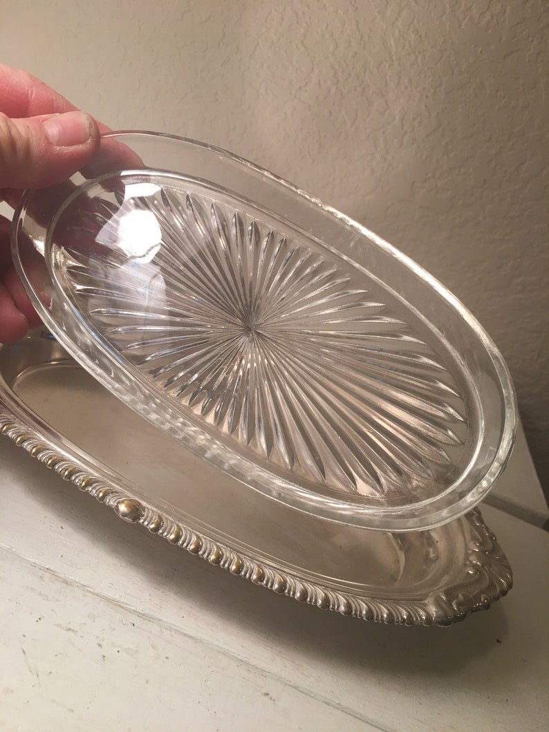 Vintage Sheridan Silverplated Butter Dish With Glass Insert Etsy
