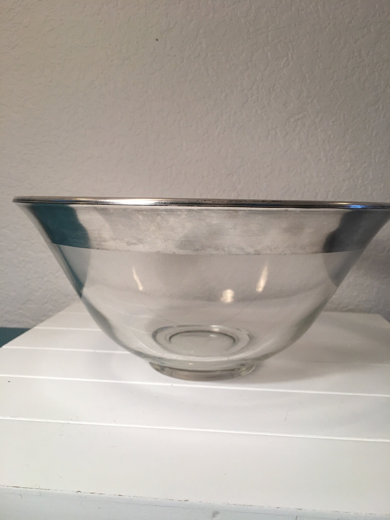 Beautiful clear glass serving bowl with silver plate rim 49 Etsy