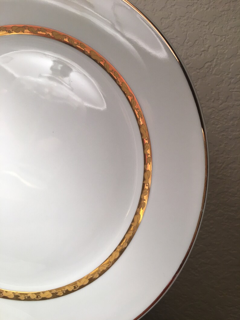 Set of 12 Oneida Gold Foliage dinner plates Etsy