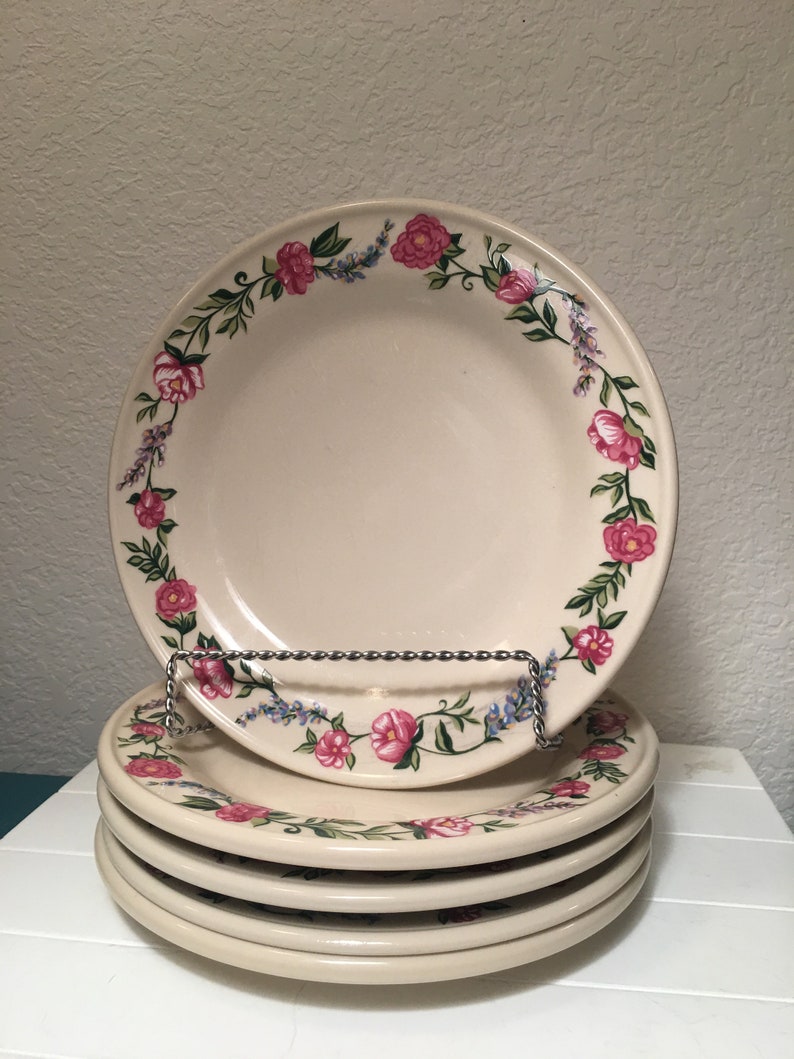 Set of 5 Henn Pottery La Petite Fleur salad plates