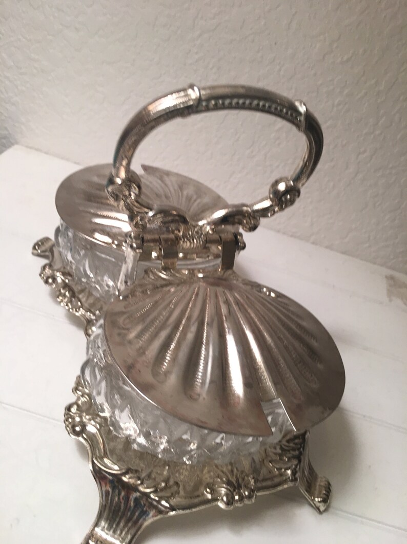 Silver plate double relish tray with glass inserts 38 Etsy