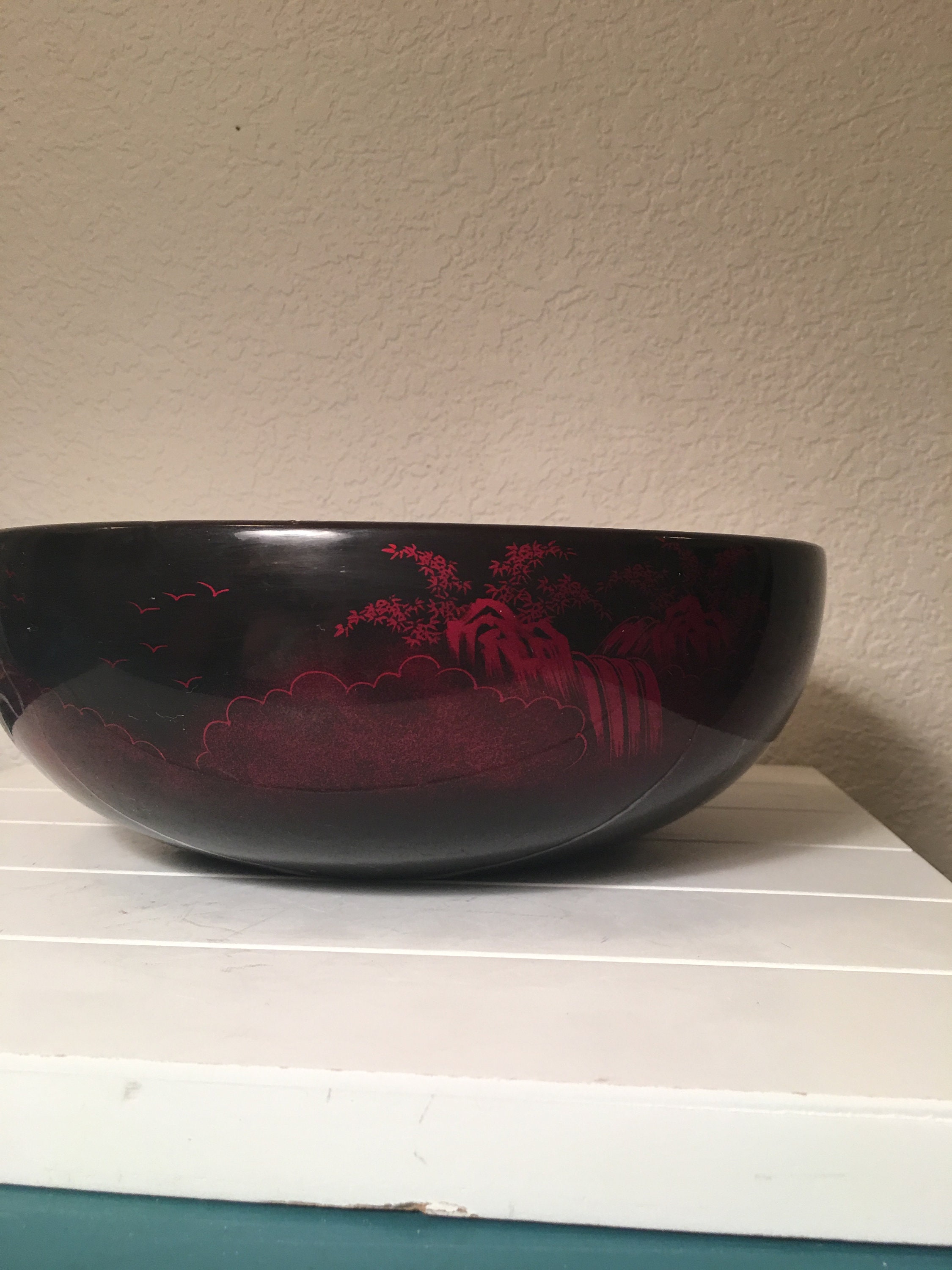 Japanese lacquer bowl with red Etsy