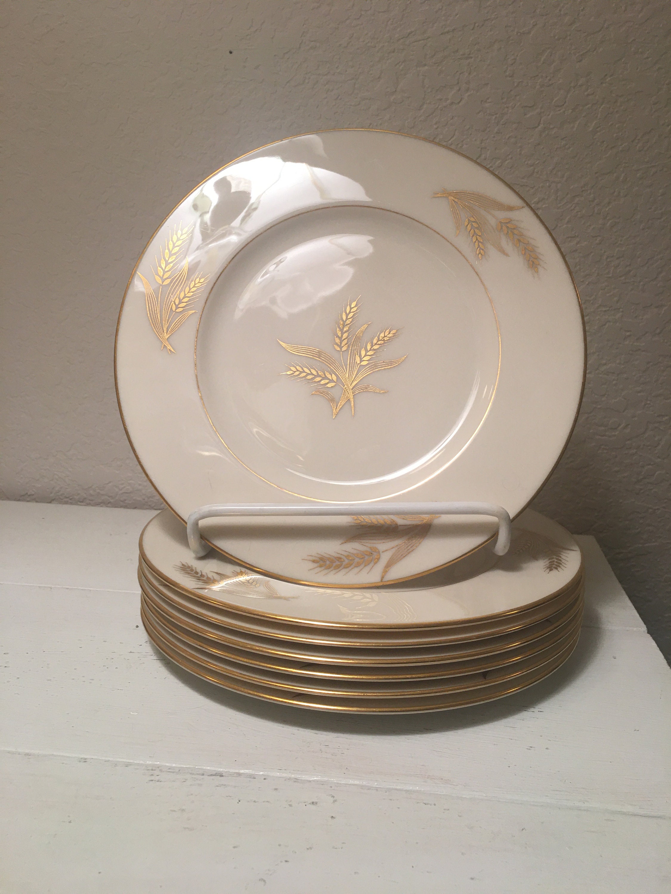 Set of 7 Lenox Harvest salad plates Etsy