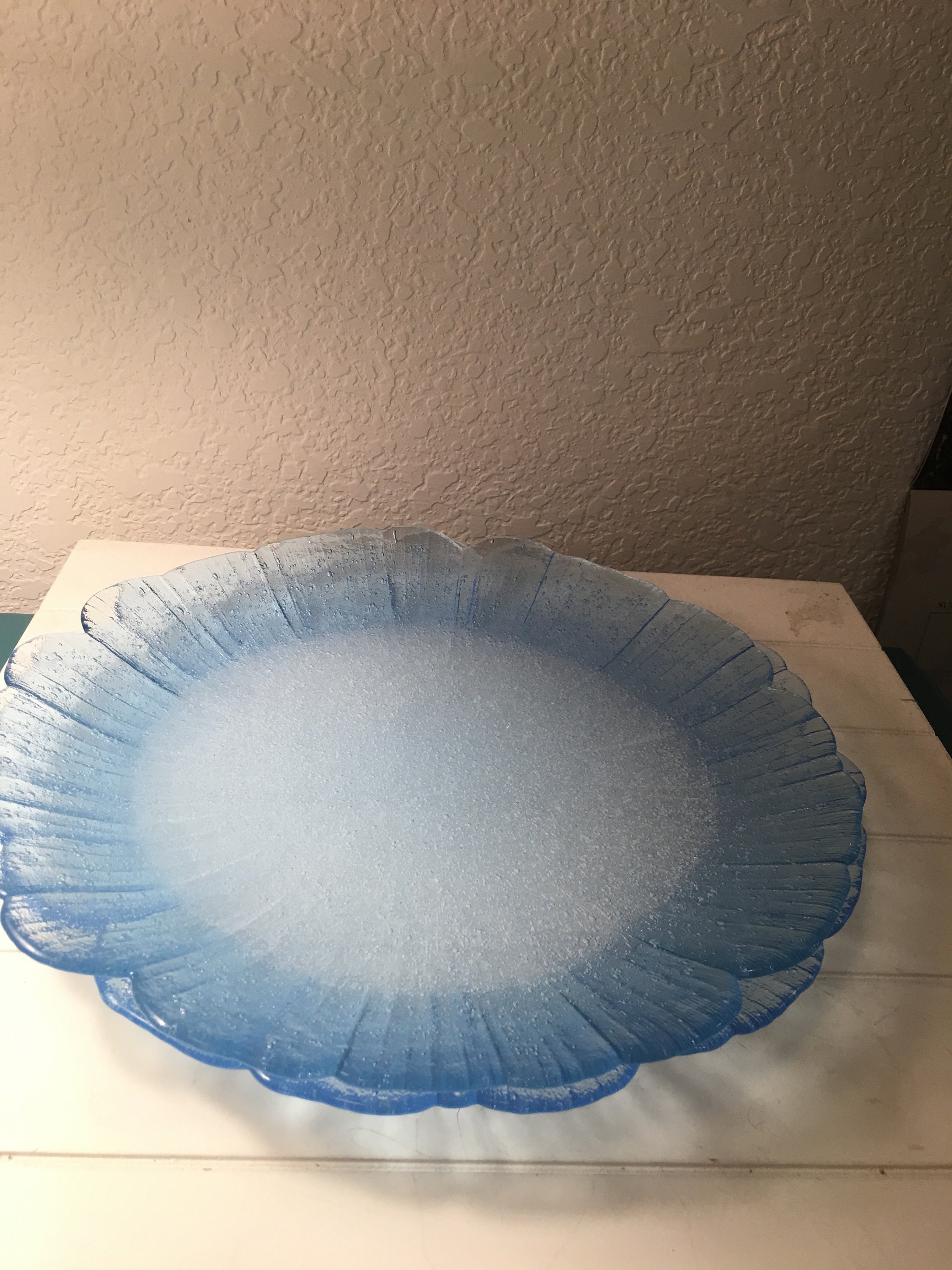 Set of 2 hand blown light blue glass dinner plates Etsy