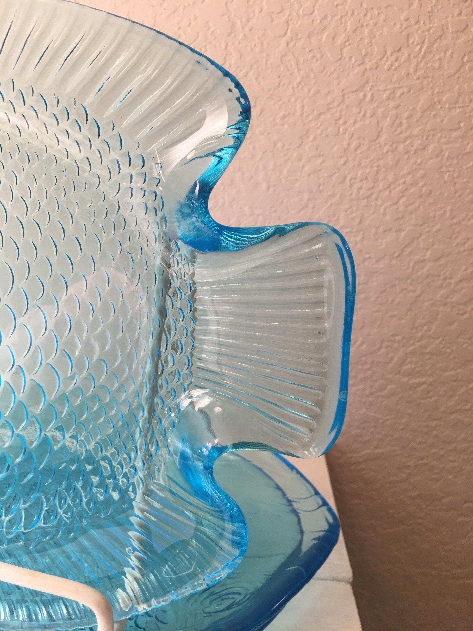 Set of 3 Light Aqua Glass Fish Plates 29 Etsy