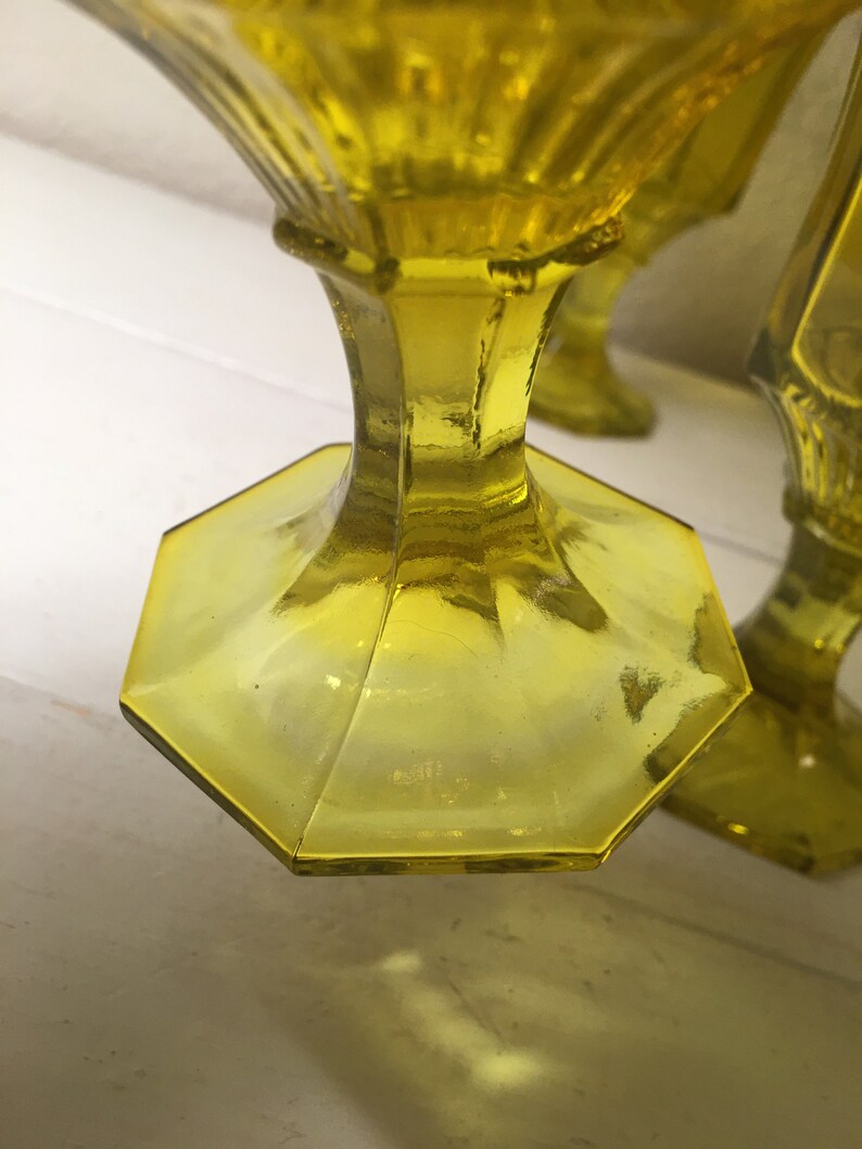 Set of 5 Yellow Uranium glass goblets Etsy