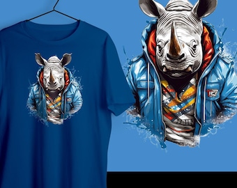 サイTシャツ 動物Tシャツ 手作りサイシャツ サイシャツ おしゃれな動物シャツ サイ好きのTシャツ おもしろいジャングル動物シャツ