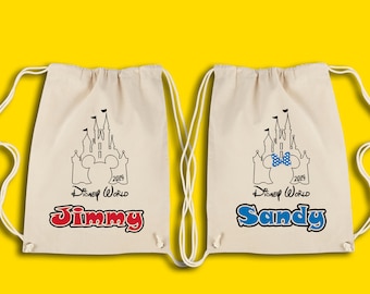 Cinderella Castle Drawstring Backpack, Waterproof Drawstring  display picture 3