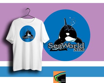 Eleganti magliette con orche, regalo per gli amanti della natura, magliette SeaWorld, maglietta con orca, maglietta con balena, maglietta per vacanze acquatiche in famiglia