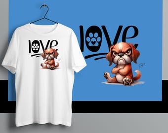Maglietta Grumpy Dog, maglietta personalizzata con ritratto di animale domestico, maglietta con animali, maglietta divertente per cani, maglietta per amanti degli animali, maglietta per amanti degli animali, maglietta personalizzata con animali, maglietta personalizzata per cani