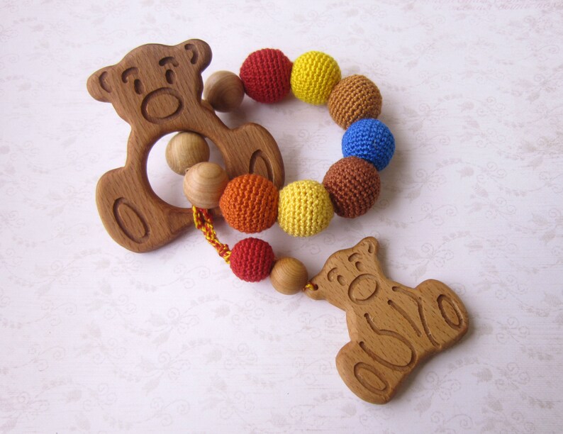 wooden baby teething toys