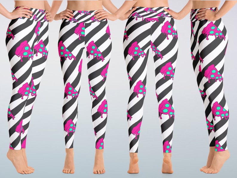 Psychedelic Print Leggings Adult Toddler Kids Matching Leggings Colorful Trendy Leggings Pizza Slice Pop Art Leggings Fashion Leggings.
