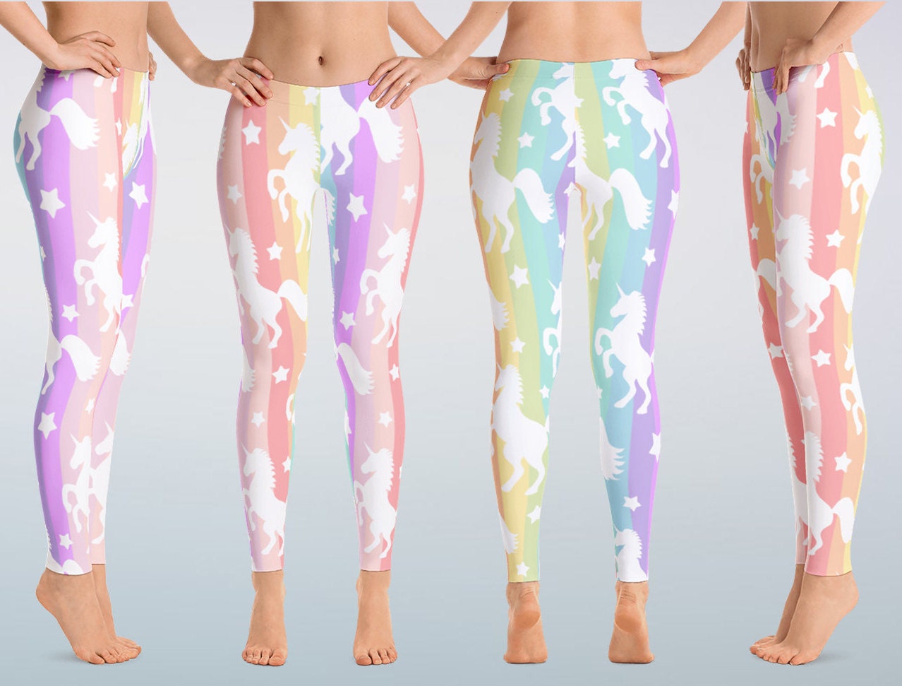 Pastel Rainbow Unicorn Leggings Ladies 