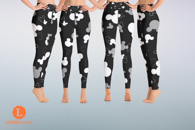Disney/'s Mickey Mouse Head Yoga Leggings Toddler Kids Disney Leggings Mickey Head Leggings Matching Disneyland Leggings.