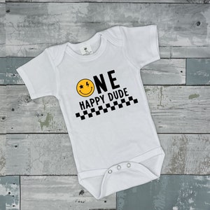 First birthday boy, one happy dude birthday theme, smiley first birthday, 90s themed first bday, boy first birthday photo shoot outfit