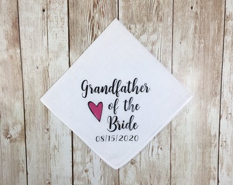 Grandfather of the bride wedding gift, Gift for grandfather, Present for grandparents on wedding day, Personalized wedding handkerchief