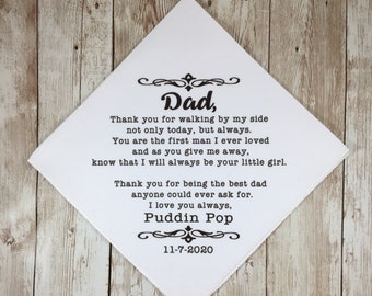 Wedding Handkerchief personalized, Handkerchief Father of the bride, parent wedding gift, gift for Dad on wedding day, male gift